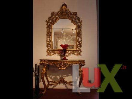 `800 console with mirror, natural wood, marble flo.. | GOLD