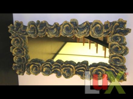 Rectangular Mirror. Colorful paper mache 135x70.. | GOLD